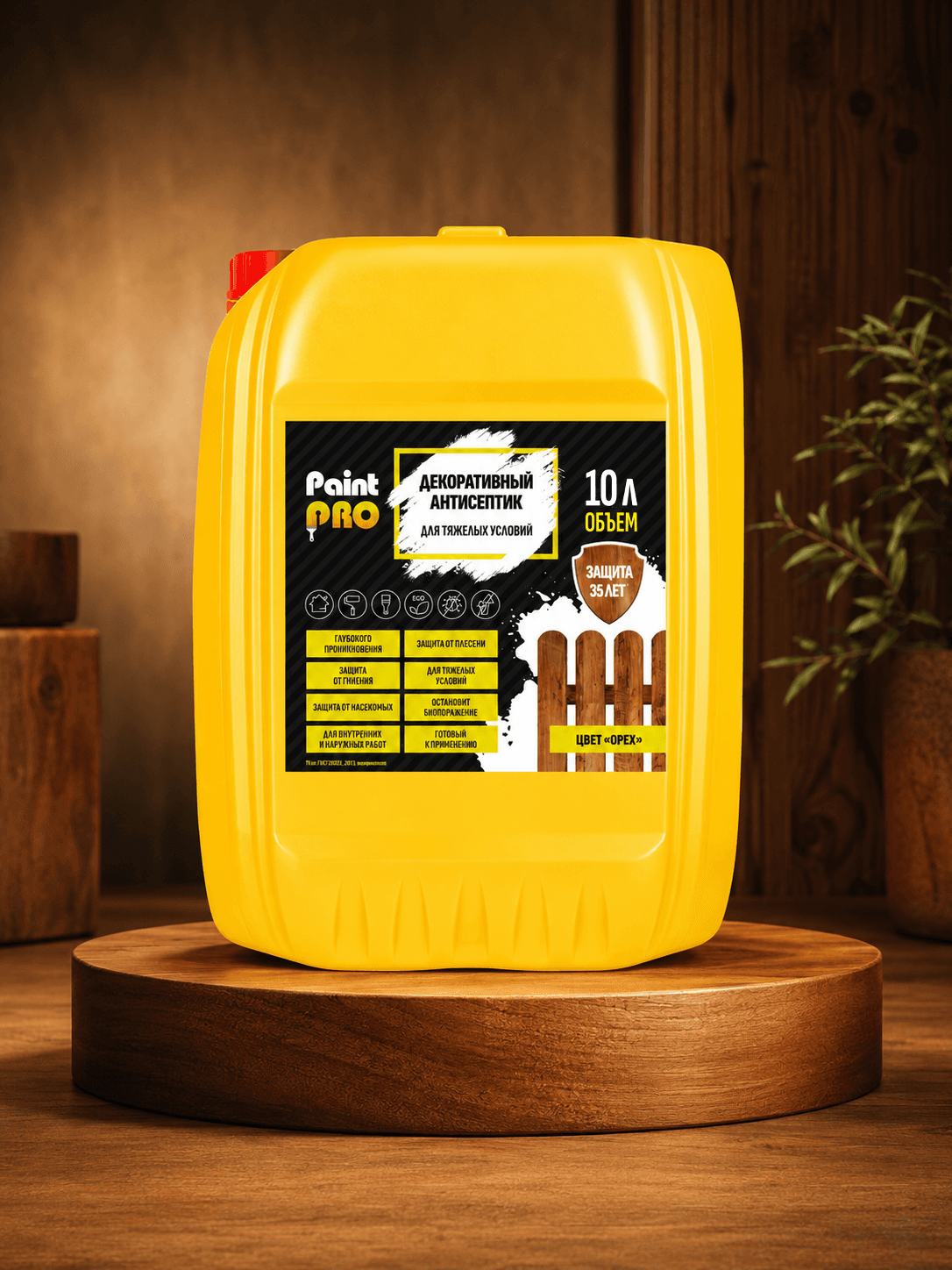 Декоративный антисептик для тяжелых условий PaintPRO 5л орех (128шт/под), фото 1