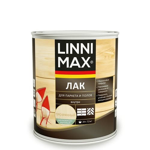 Лак алкидно-уретановый LINNIMAX Лак для паркета и полов глянцевый 0,75 л LinniMax