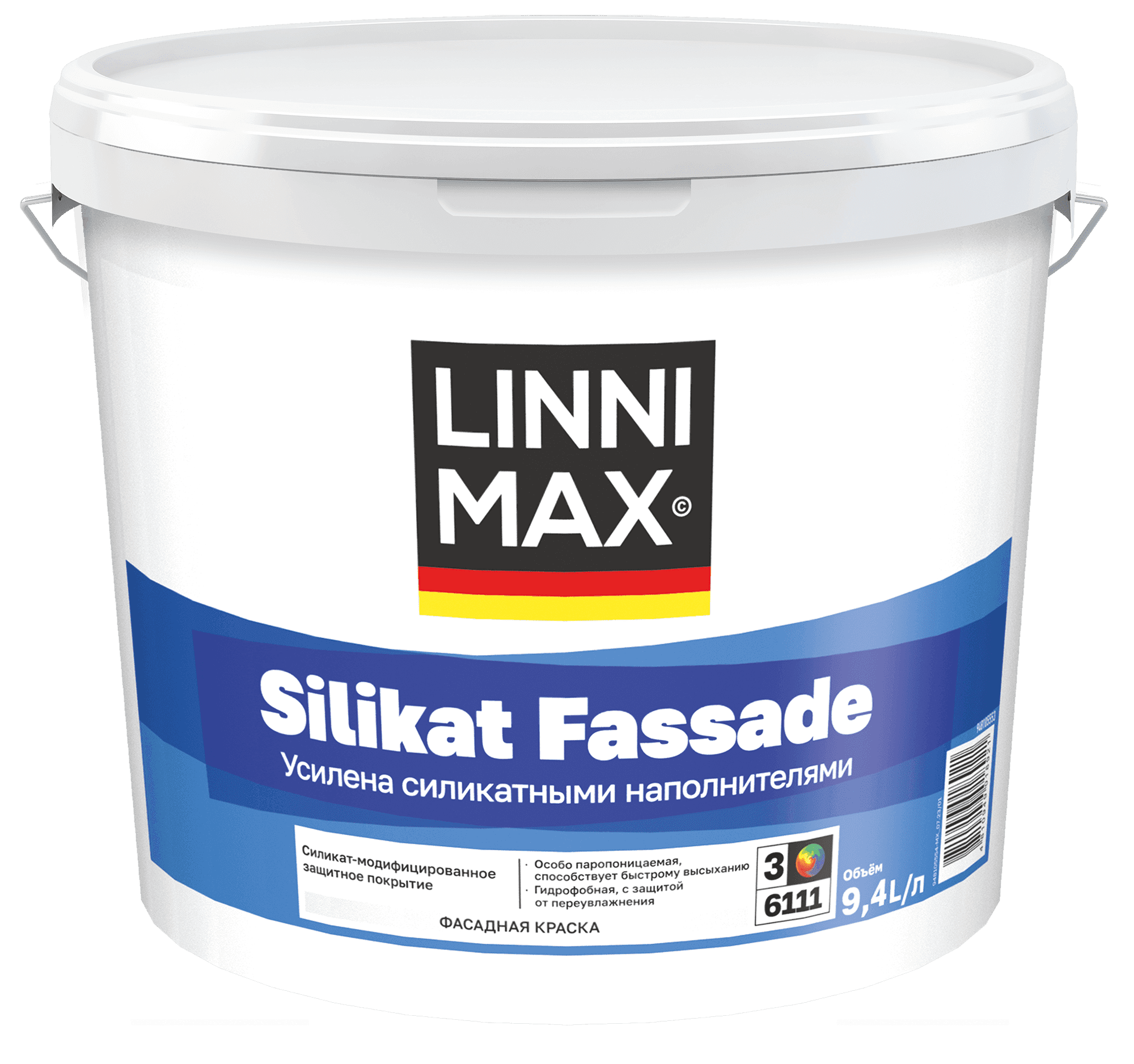 Краска силикат-модифицированная для наружных работ LINNIMAX Silikat Fassade / Силикат Фасад База 3 9,4 л LinniMax