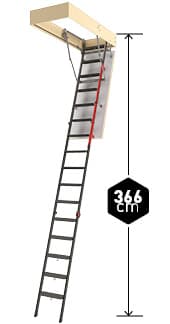 Складная металлическая лестница для помещений с высокими потолками LMP 60*144/366 FAKRO