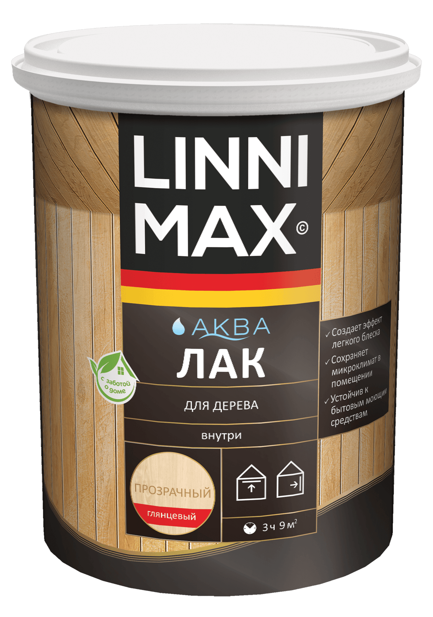 Лак акриловый LINNIMAX Аква Лак для дерева глянцевый 0,9 л LinniMax