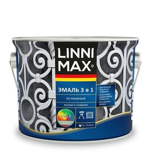 Эмаль алкидно-уретановая LINNIMAX Эмаль по ржавчине 3 в 1 RAL 8017 шоколадная 0,75 л LinniMax