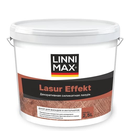 Декоративное лессирующее покрытие для наружных и внутренних работ LINNIMAX Lasur Effekt matt / Лазурь эффект матт 5 л LinniMax