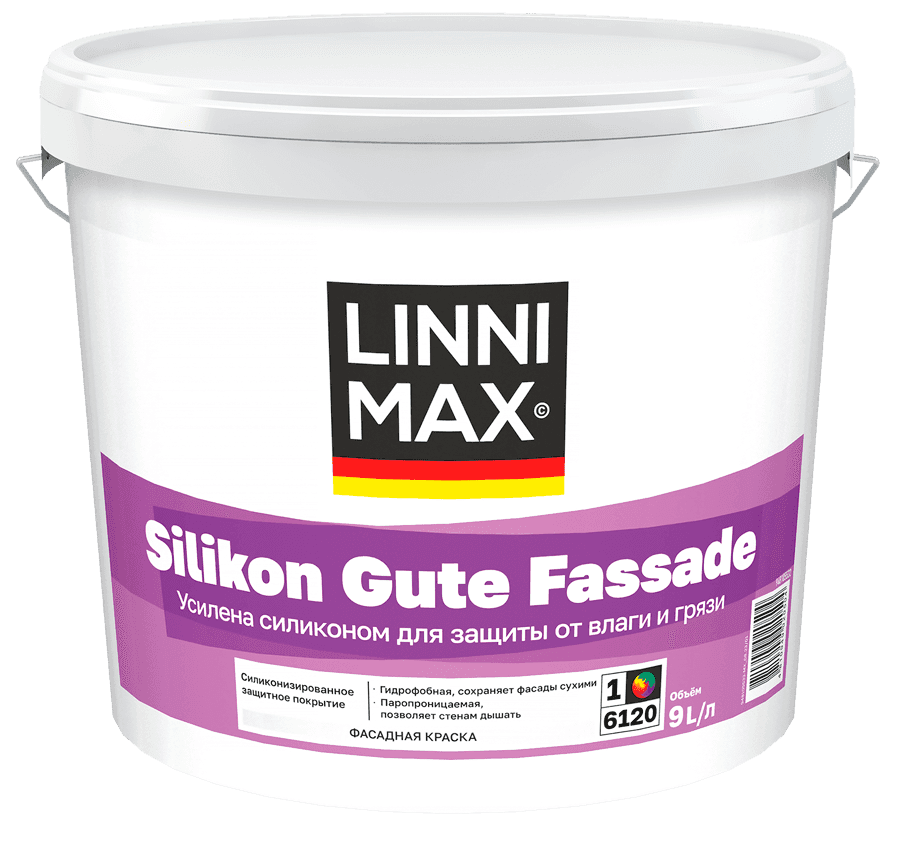 Краска силикон модифицированная для наружных работ LINNIMAX Silikon Gute Fassade / Силикон Гуте Фасад База 1 9 л LinniMax