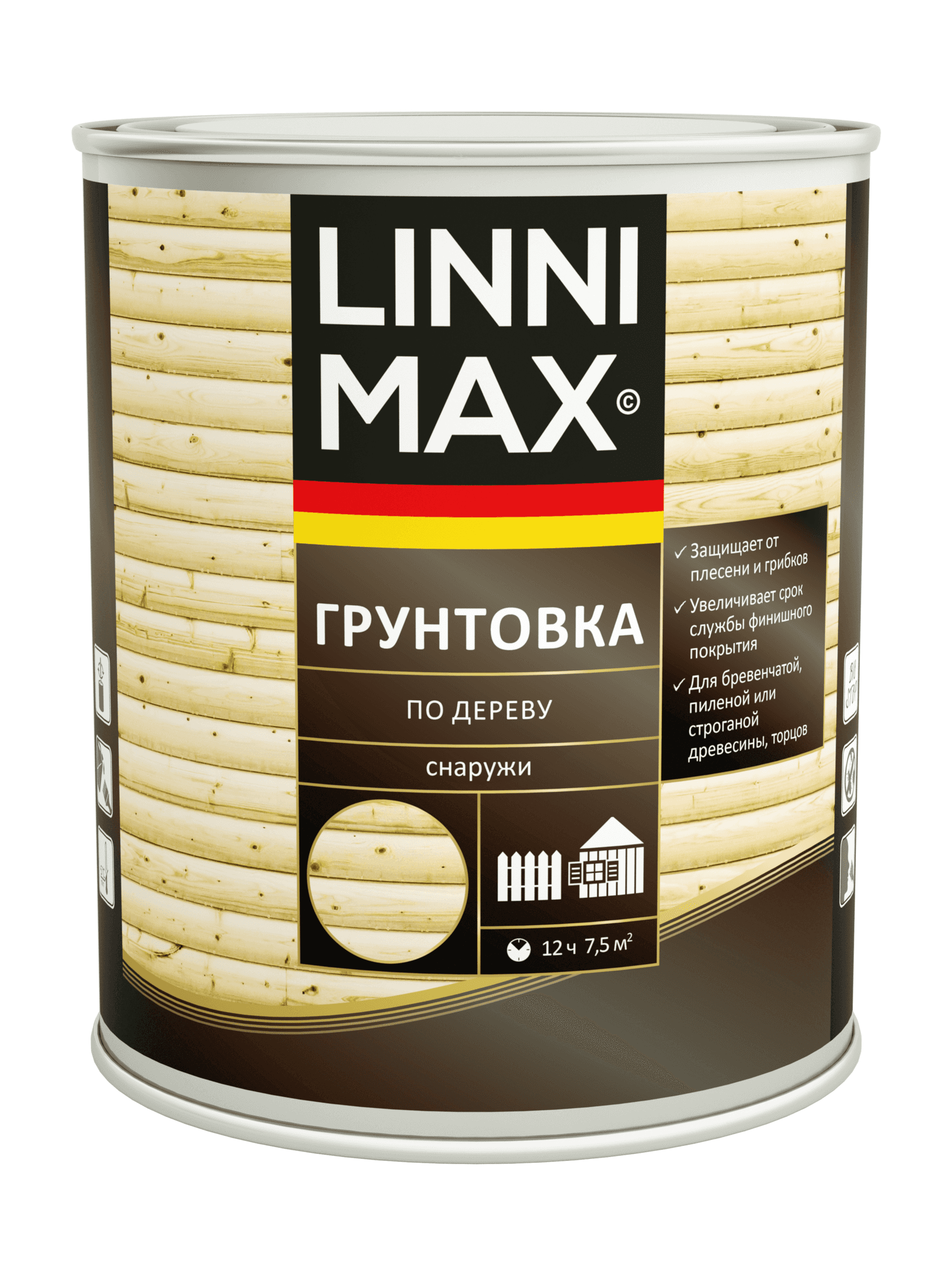 Лессирующий антисептик LINNIMAX Грунтовка по дереву 9 л LinniMax