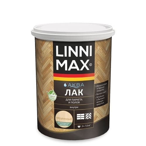 Лак акриловый LINNIMAX Аква Лак для паркета и полов матовый 0,9 л LinniMax