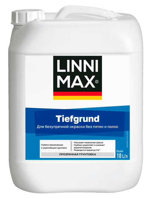 Грунтовка глубокого проникновения водно-дисперсионная LINNIMAX TiefGrund / ТифГрунд 10 л LinniMax