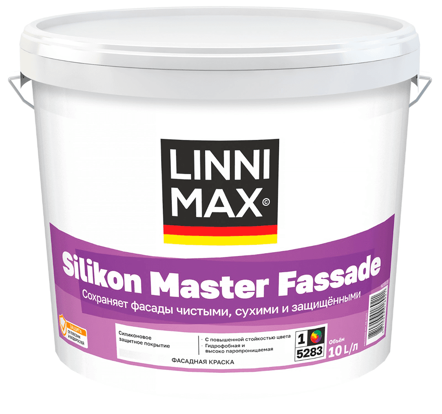 Краска силиконовая для наружных работ LINNIMAX Silikon Master Fassade / Силикон Мастер Фасад База 3 9,4 л LinniMax