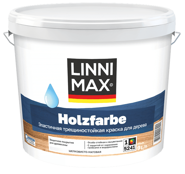 Краска водно-дисперсионная для наружных и внутренних работ LINNIMAX Holzfarbe / Хольцфарбе База 3 8,46 л LinniMax