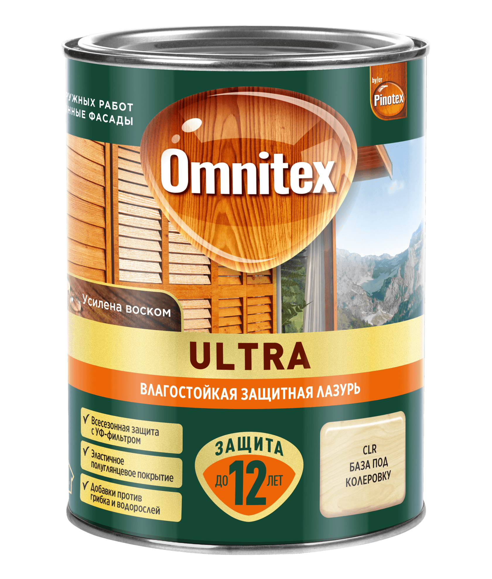 OMNITEX (PINOTEX) ULTRA лазурь защитная влагостойкая для защиты древесины до 10 лет орегон (9л) new — фото товара
