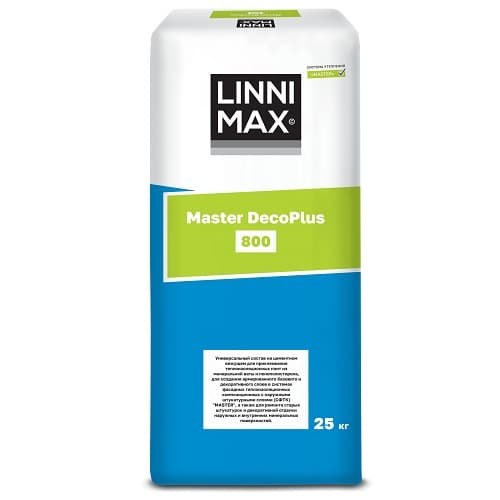 Состав клеевой, базовый штукатурный и декоративный LINNIMAX 800 Master DecoPlus / 800 Мастер ДекоПлюс 25 кг LinniMax
