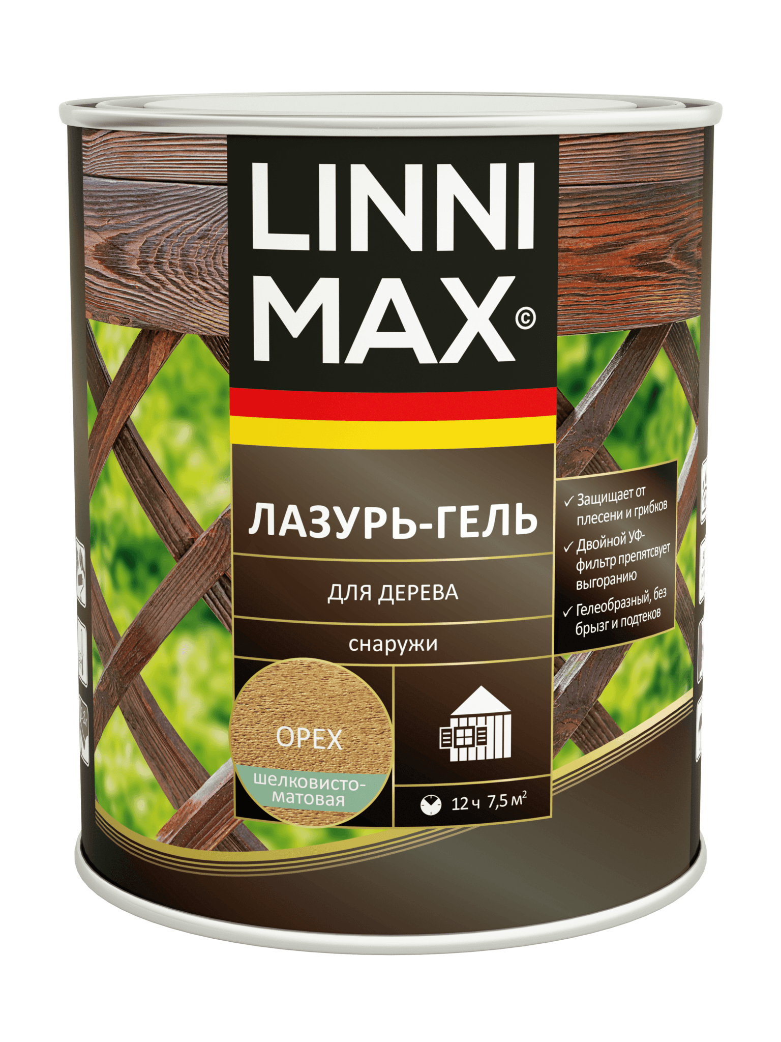 Лессирующий антисептик LINNIMAX Лазурь-гель для дерева Тик 2,5 л LinniMax